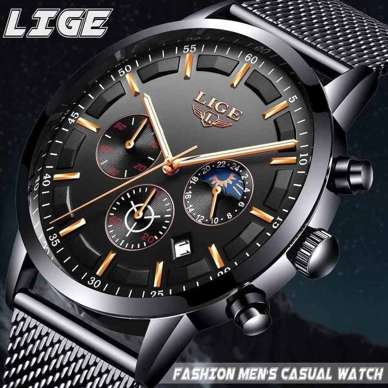 Herrenuhren Top-Marke Luxus Casual Quarz Armbanduhr Herrenmode Edelstahl Wasserdicht Sport Chronograph + Box