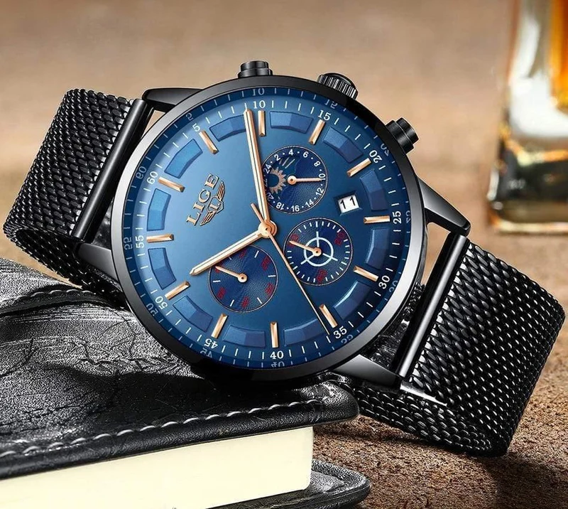 Herrenuhren Top-Marke Luxus Casual Quarz Armbanduhr Herrenmode Edelstahl Wasserdicht Sport Chronograph + Box