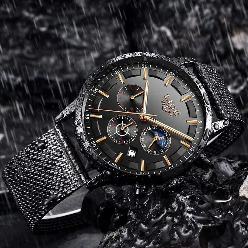 Herrenuhren Top-Marke Luxus Casual Quarz Armbanduhr Herrenmode Edelstahl Wasserdicht Sport Chronograph + Box