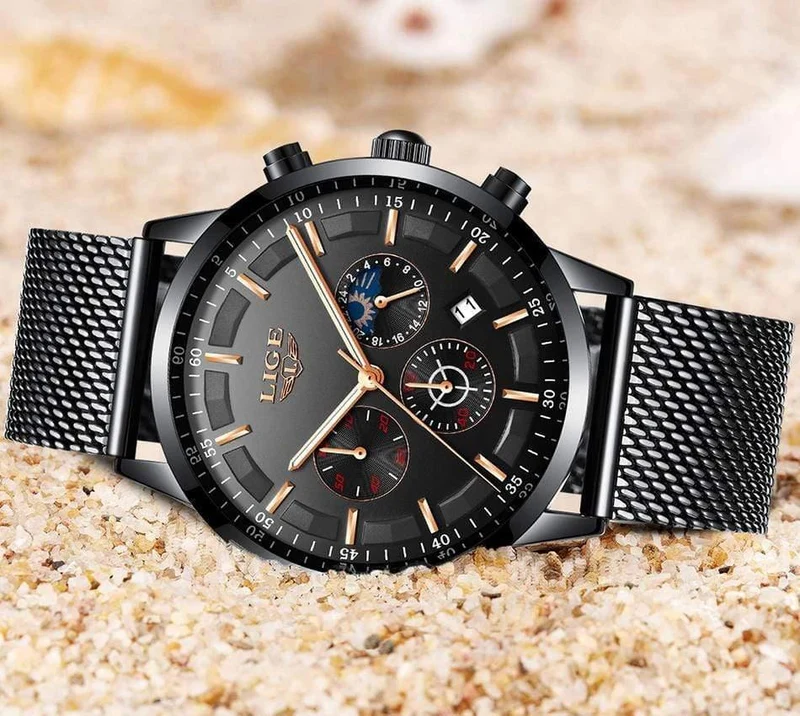 Herrenuhren Top-Marke Luxus Casual Quarz Armbanduhr Herrenmode Edelstahl Wasserdicht Sport Chronograph + Box
