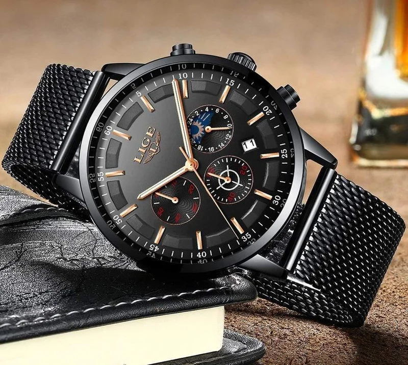 Herrenuhren Top-Marke Luxus Casual Quarz Armbanduhr Herrenmode Edelstahl Wasserdicht Sport Chronograph + Box