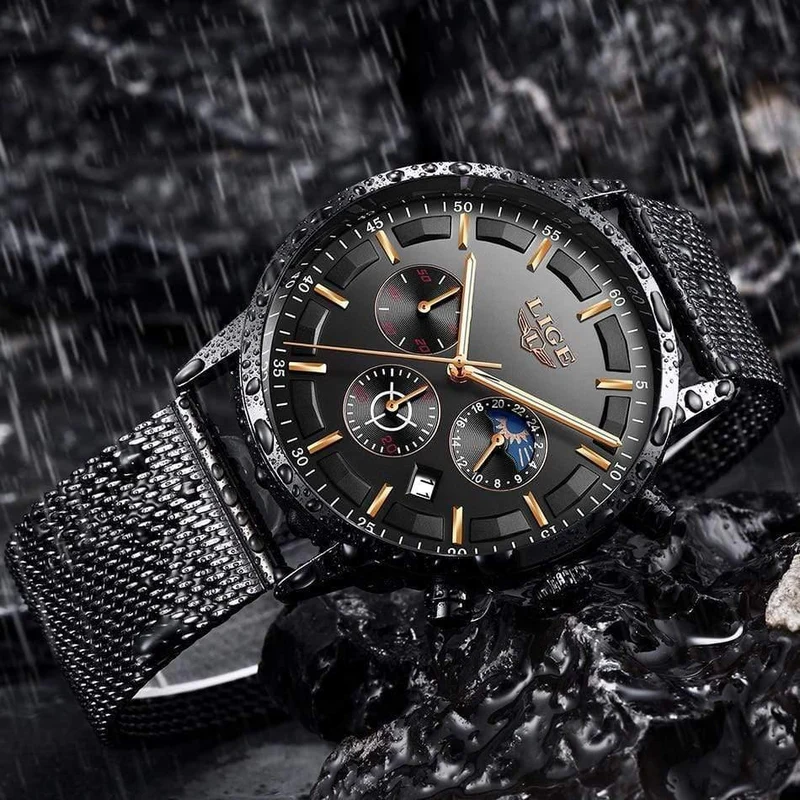 Herrenuhren Top-Marke Luxus Casual Quarz Armbanduhr Herrenmode Edelstahl Wasserdicht Sport Chronograph + Box
