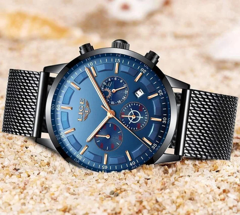 Herrenuhren Top-Marke Luxus Casual Quarz Armbanduhr Herrenmode Edelstahl Wasserdicht Sport Chronograph + Box