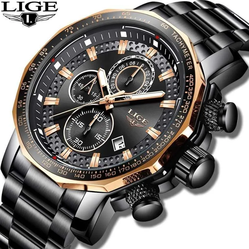 Herrenuhren Top-Marke Luxus Sport Quarz Alle Stahl Männliche Uhr Militärische Wasserdichte Chronograph Relogio Masculino