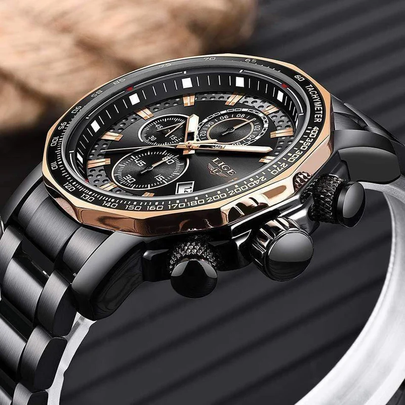 Herrenuhren Top-Marke Luxus Sport Quarz Alle Stahl Männliche Uhr Militärische Wasserdichte Chronograph Relogio Masculino