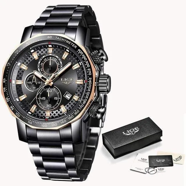 Herrenuhren Top-Marke Luxus Sport Quarz Alle Stahl Männliche Uhr Militärische Wasserdichte Chronograph Relogio Masculino