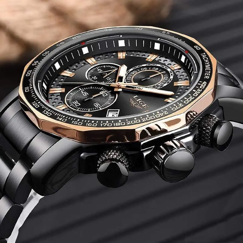 Herrenuhren Top-Marke Luxus Sport Quarz Alle Stahl Männliche Uhr Militärische Wasserdichte Chronograph Relogio Masculino