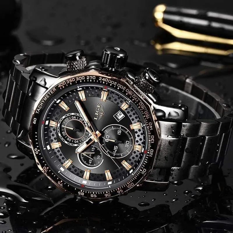 Herrenuhren Top-Marke Luxus Sport Quarz Alle Stahl Männliche Uhr Militärische Wasserdichte Chronograph Relogio Masculino