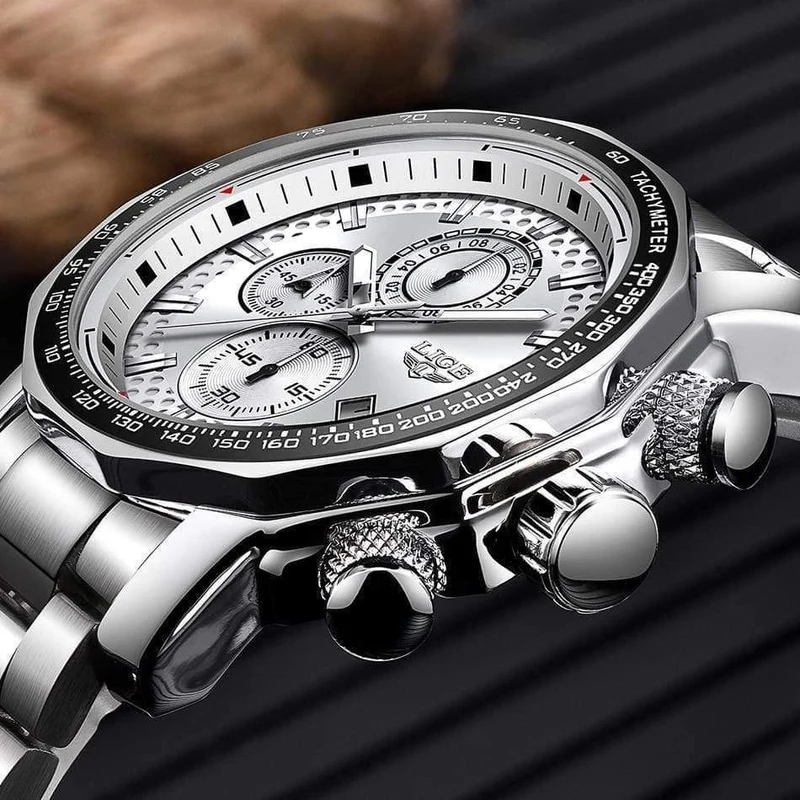 Herrenuhren Top-Marke Luxus Sport Quarz Alle Stahl Männliche Uhr Militärische Wasserdichte Chronograph Relogio Masculino