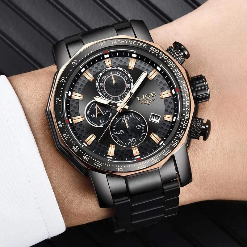 Herrenuhren Top-Marke Luxus Sport Quarz Alle Stahl Männliche Uhr Militärische Wasserdichte Chronograph Relogio Masculino