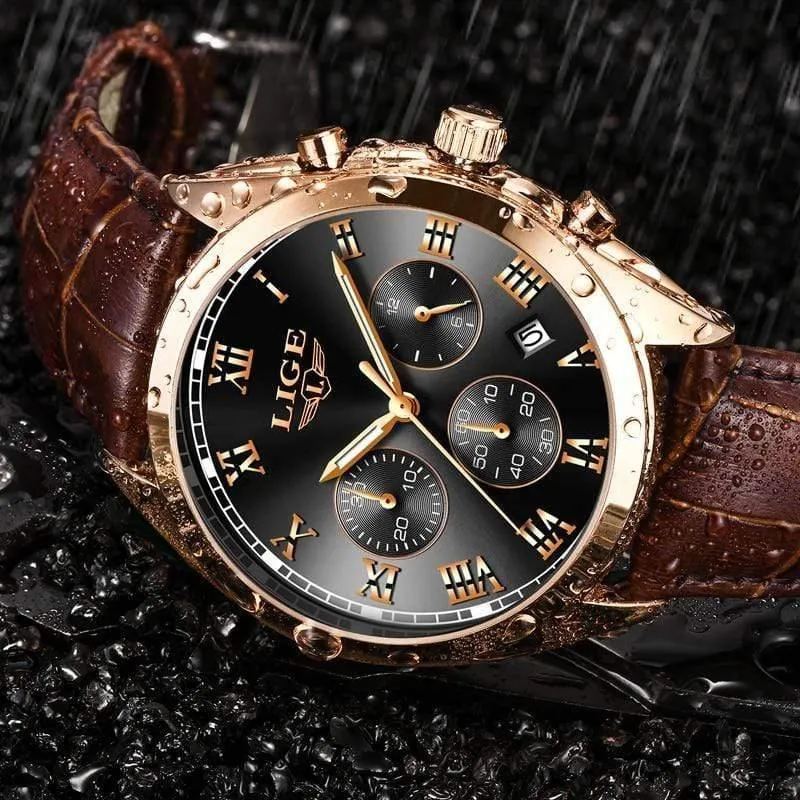 Herrenuhren Top-Marke Luxus wasserdicht 24 Stunde Datum Quarzuhr männlich Leder Sport Armbanduhr Relogio Masculino
