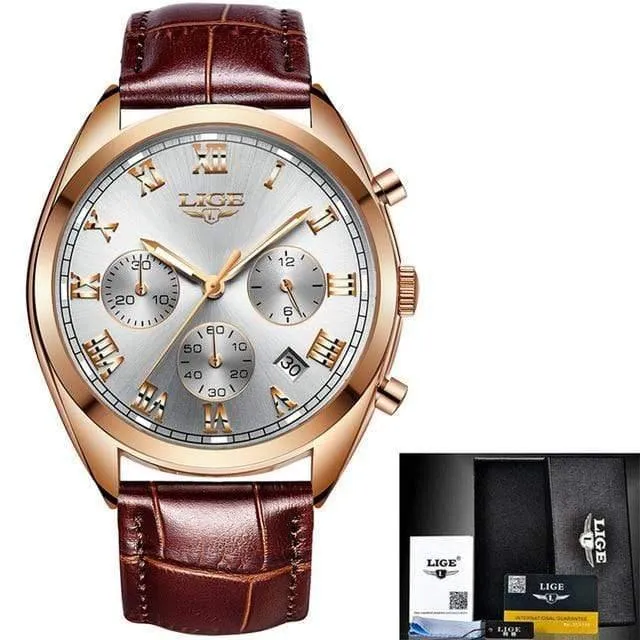 Herrenuhren Top-Marke Luxus wasserdicht 24 Stunde Datum Quarzuhr männlich Leder Sport Armbanduhr Relogio Masculino
