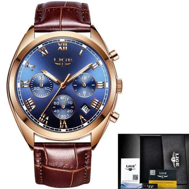 Herrenuhren Top-Marke Luxus wasserdicht 24 Stunde Datum Quarzuhr männlich Leder Sport Armbanduhr Relogio Masculino