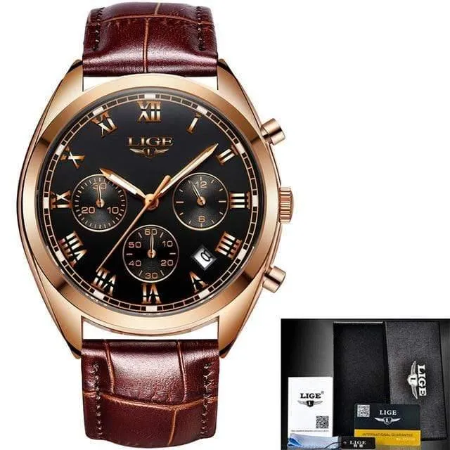 Herrenuhren Top-Marke Luxus wasserdicht 24 Stunde Datum Quarzuhr männlich Leder Sport Armbanduhr Relogio Masculino