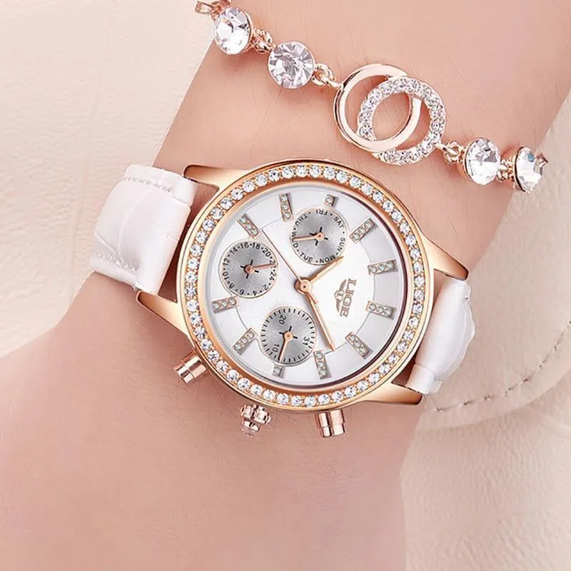 Frauen Uhr Top Marke Luxus Dame Quarzuhr Frauen Casual Leder Wasserdichte Sport Uhr Montre Femme