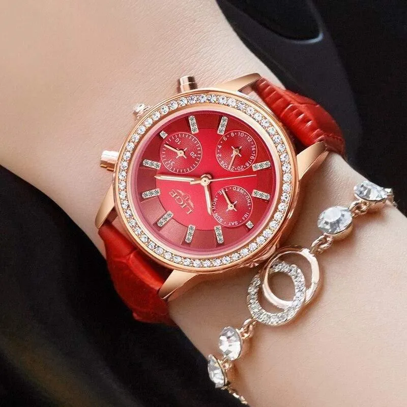 Frauen Uhr Top Marke Luxus Dame Quarzuhr Frauen Casual Leder Wasserdichte Sport Uhr Montre Femme
