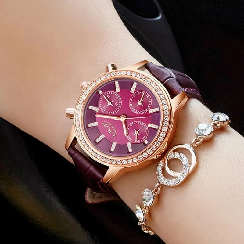 Frauen Uhr Top Marke Luxus Dame Quarzuhr Frauen Casual Leder Wasserdichte Sport Uhr Montre Femme