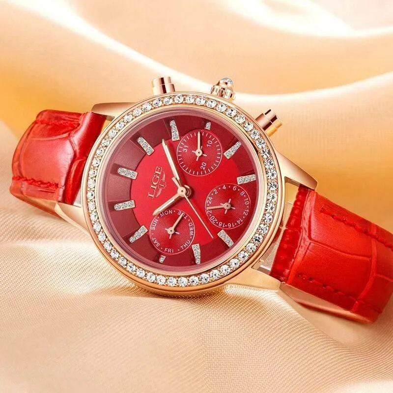 Frauen Uhr Top Marke Luxus Dame Quarzuhr Frauen Casual Leder Wasserdichte Sport Uhr Montre Femme