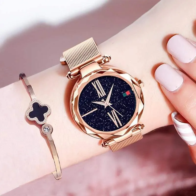 Frauen Uhren Minimalismus Sternenhimmel Magnet Schnalle Mode lässig weibliche Armbanduhr wasserdichte römische Ziffer
