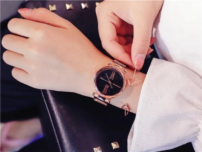 Frauen Uhren Minimalismus Sternenhimmel Magnet Schnalle Mode lässig weibliche Armbanduhr wasserdichte römische Ziffer