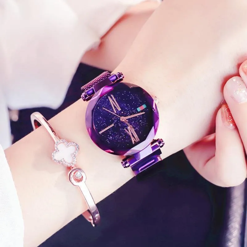 Frauen Uhren Minimalismus Sternenhimmel Magnet Schnalle Mode lässig weibliche Armbanduhr wasserdichte römische Ziffer