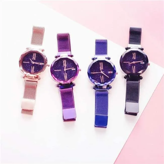 Frauen Uhren Minimalismus Sternenhimmel Magnet Schnalle Mode lässig weibliche Armbanduhr wasserdichte römische Ziffer