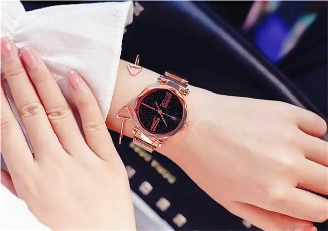 Frauen Uhren Minimalismus Sternenhimmel Magnet Schnalle Mode lässig weibliche Armbanduhr wasserdichte römische Ziffer