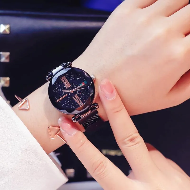 Frauen Uhren Minimalismus Sternenhimmel Magnet Schnalle Mode lässig weibliche Armbanduhr wasserdichte römische Ziffer