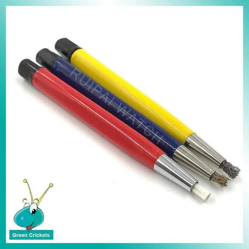 3 teile/los Pinsel Stifte Glasfaser/Messing/Stahl Pinsel Aufkleber Stift form Uhr Teile Polieren und Rost Sauber entfernen Werkzeug