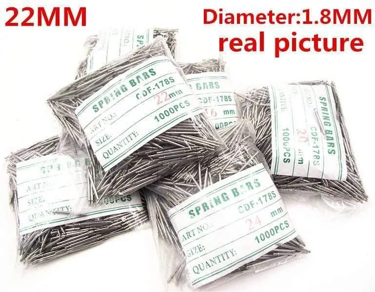 1000PCS / bag Hochwertige Uhrenreparaturwerkzeuge & Kits 22MM Federstab-Uhr-Ersatzteile Durchmesser 1.8MM - BS834