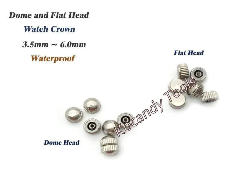 Uhrenkrone Teile Ersatz sortiert Gold & Silber Dome Flat Head Watch Zubehör Repair Tool Kit für Uhrmacher