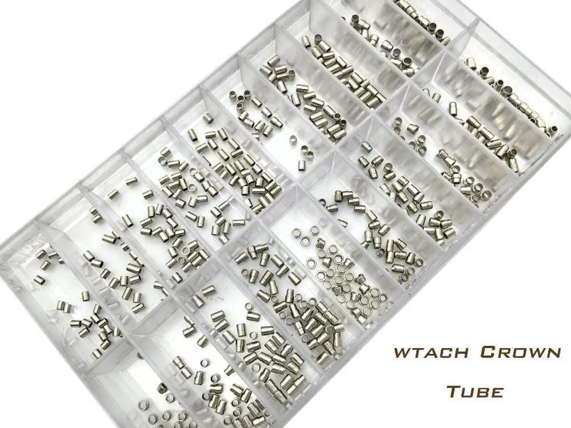Uhrenkrone Teile Ersatz sortiert Gold & Silber Dome Flat Head Watch Zubehör Repair Tool Kit für Uhrmacher