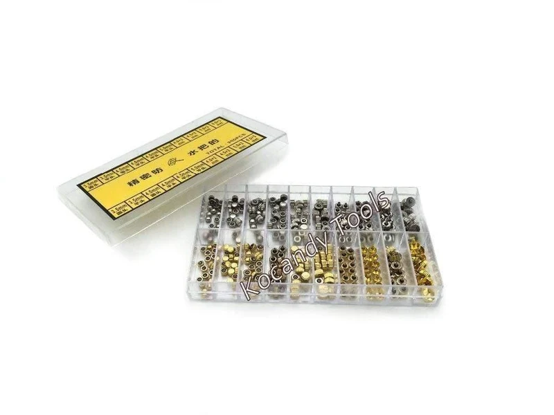 Uhrenkrone Teile Ersatz sortiert Gold & Silber Dome Flat Head Watch Zubehör Repair Tool Kit für Uhrmacher