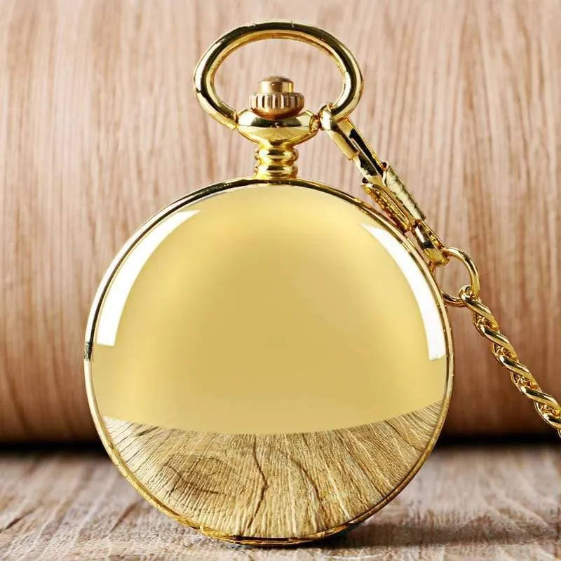 Luxus glatte römische Ziffern Vintage mechanische Kette Geschenk FOB Steampunk Hand Wind Casual Männer Frauen Taschenuhren