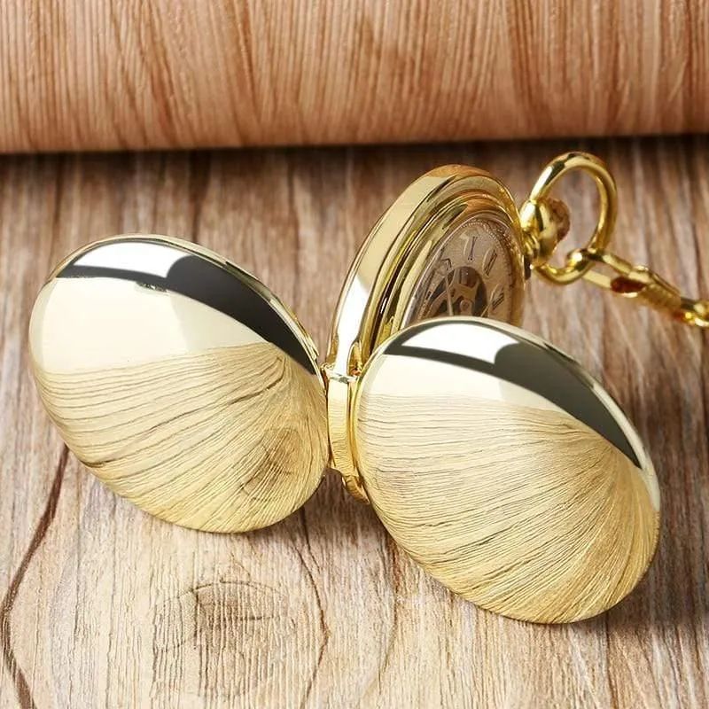 Luxus glatte römische Ziffern Vintage mechanische Kette Geschenk FOB Steampunk Hand Wind Casual Männer Frauen Taschenuhren