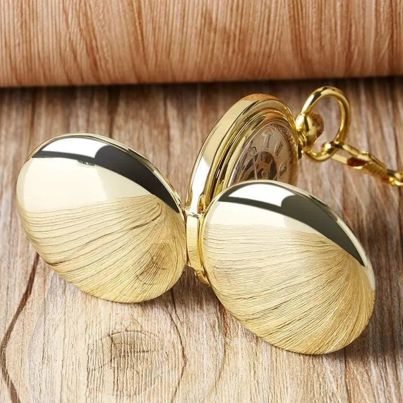 Luxus glatte römische Ziffern Vintage mechanische Kette Geschenk FOB Steampunk Hand Wind Casual Männer Frauen Taschenuhren