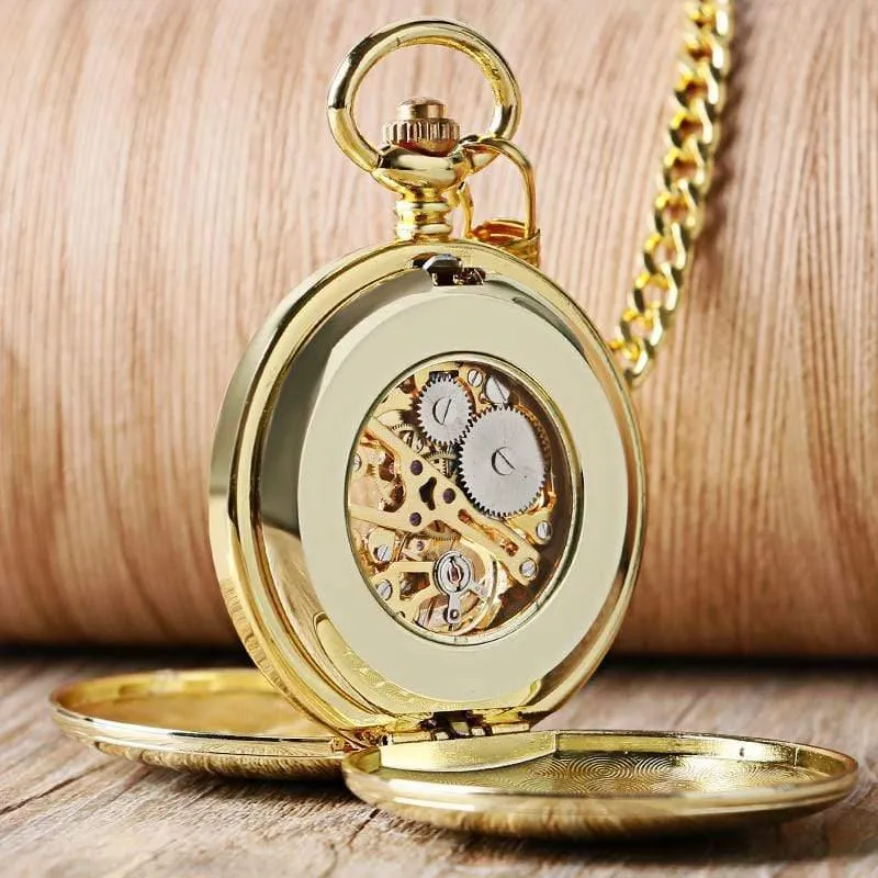 Luxus glatte römische Ziffern Vintage mechanische Kette Geschenk FOB Steampunk Hand Wind Casual Männer Frauen Taschenuhren