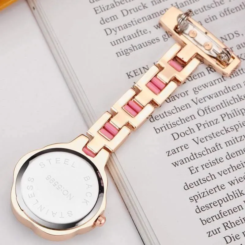 Medical Nurse Fob Uhr für Ärzte Geschenk Frauen Clip-on Edelstahl Taschenuhr Anhänger Crystal Flower