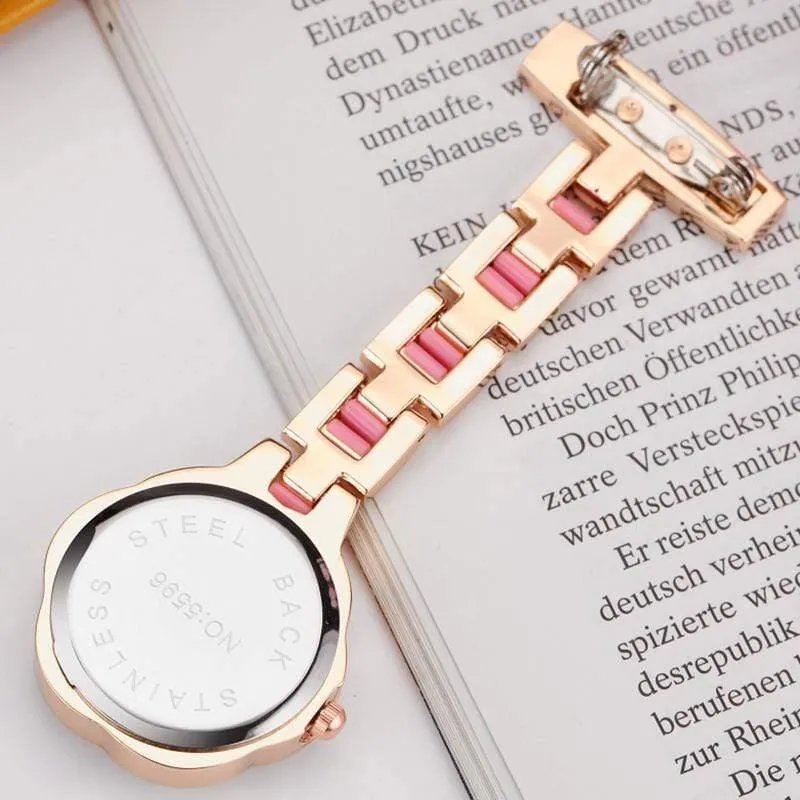 Medical Nurse Fob Uhr für Ärzte Geschenk Frauen Clip-on Edelstahl Taschenuhr Anhänger Crystal Flower