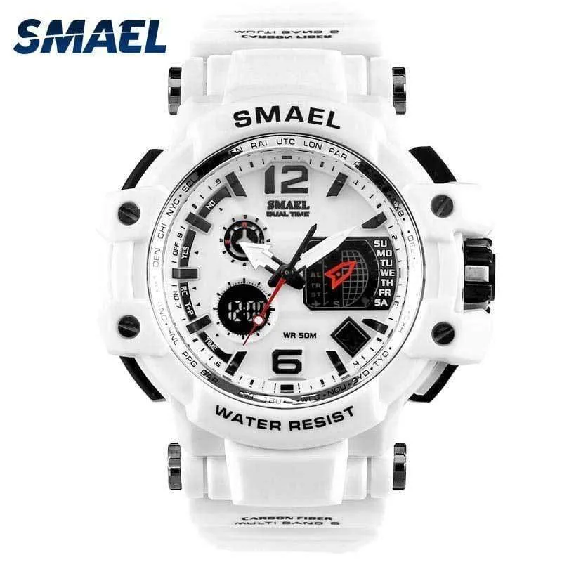 Herrenuhren Weiß Sportuhr LED Digital 50M Wasserdicht Beiläufige Uhr S Shock Männliche Uhr 1509 relogios masculino Uhr Mann