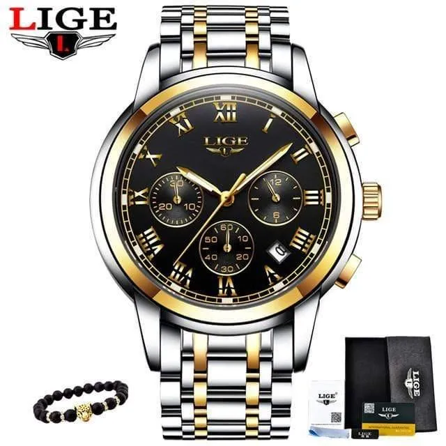 Herrenuhren Militär Luxus Markenuhr Herren Quarz Edelstahl Uhr Mode Chronograph Uhr Mann Relogio Masculino