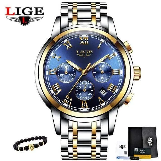 Herrenuhren Militär Luxus Markenuhr Herren Quarz Edelstahl Uhr Mode Chronograph Uhr Mann Relogio Masculino