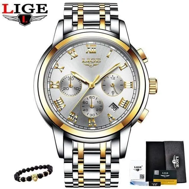 Herrenuhren Militär Luxus Markenuhr Herren Quarz Edelstahl Uhr Mode Chronograph Uhr Mann Relogio Masculino