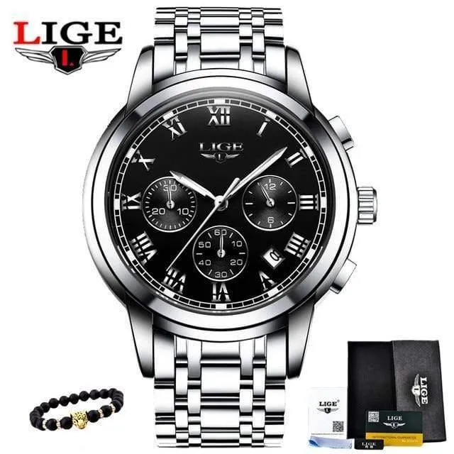 Herrenuhren Militär Luxus Markenuhr Herren Quarz Edelstahl Uhr Mode Chronograph Uhr Mann Relogio Masculino