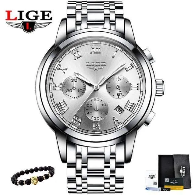 Herrenuhren Militär Luxus Markenuhr Herren Quarz Edelstahl Uhr Mode Chronograph Uhr Mann Relogio Masculino