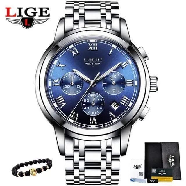 Herrenuhren Militär Luxus Markenuhr Herren Quarz Edelstahl Uhr Mode Chronograph Uhr Mann Relogio Masculino