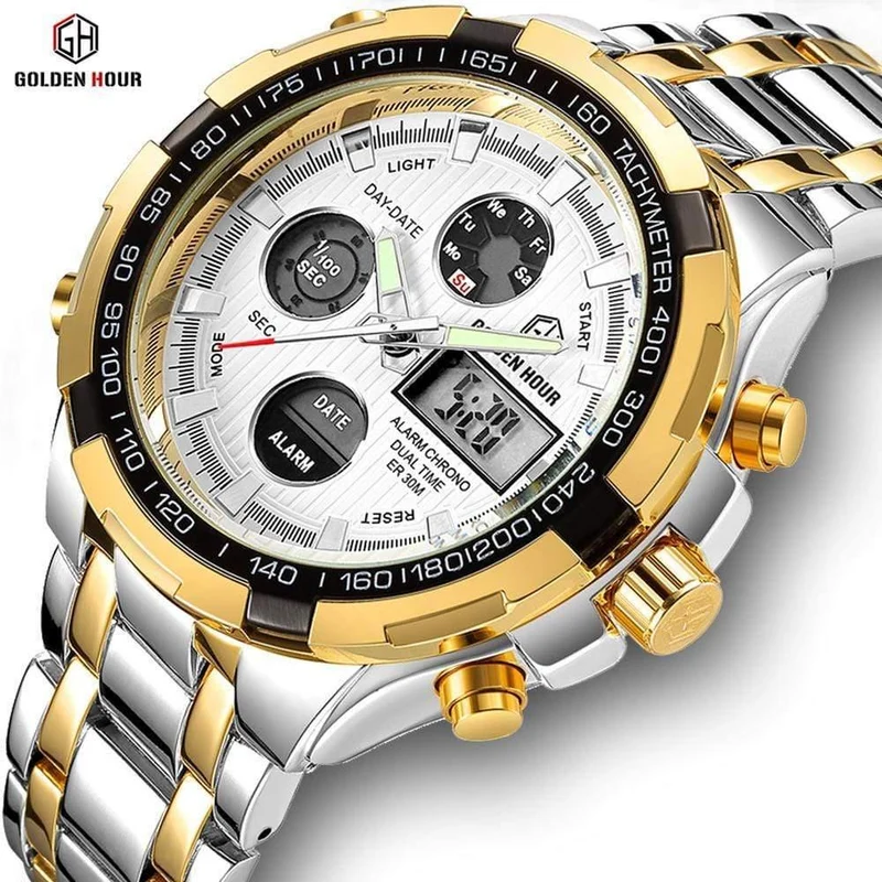 Herrenuhren Mode Herren Quarzuhr Datum Woche Anzeige Armbanduhr Analog Wasserdicht Männliche Uhr Relogio