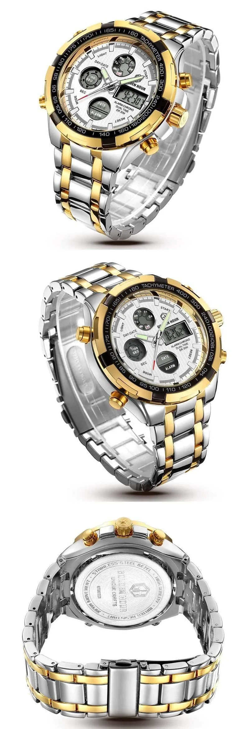Herrenuhren Mode Herren Quarzuhr Datum Woche Anzeige Armbanduhr Analog Wasserdicht Männliche Uhr Relogio