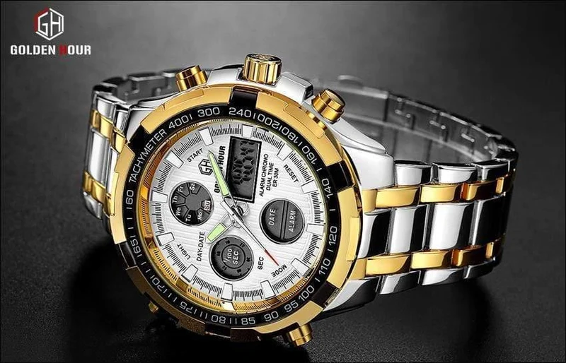 Herrenuhren Mode Herren Quarzuhr Datum Woche Anzeige Armbanduhr Analog Wasserdicht Männliche Uhr Relogio