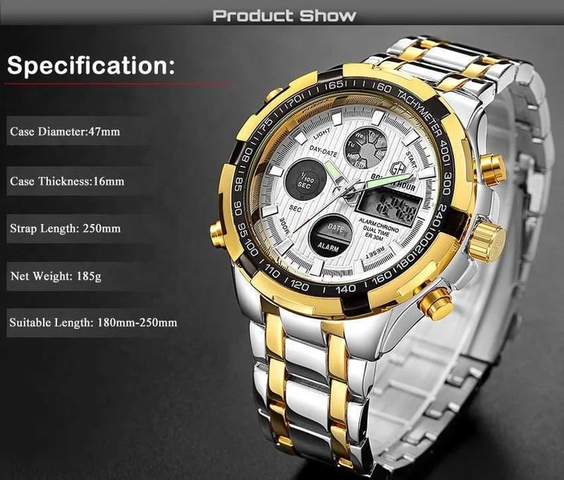 Herrenuhren Mode Herren Quarzuhr Datum Woche Anzeige Armbanduhr Analog Wasserdicht Männliche Uhr Relogio